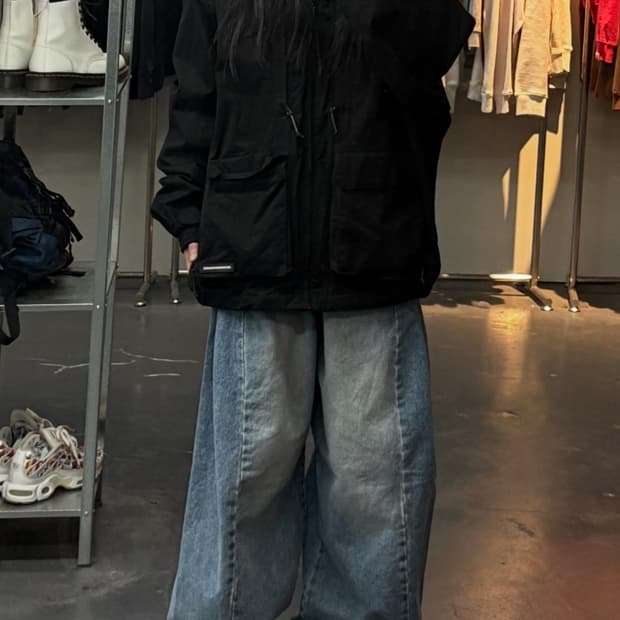 세컨모놀로그 컨템포러리 블랙 크롭 필드 자켓 A3166