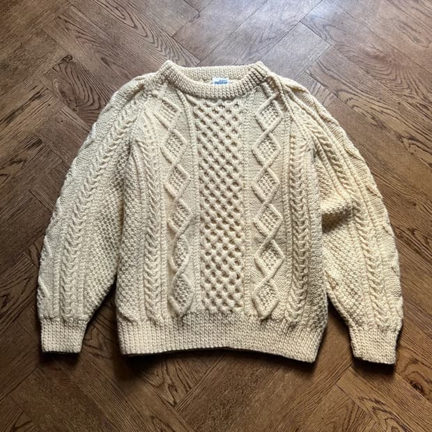 [M]90's 아일랜드제 핸드메이드 아란 피셔맨 스웨터 F1