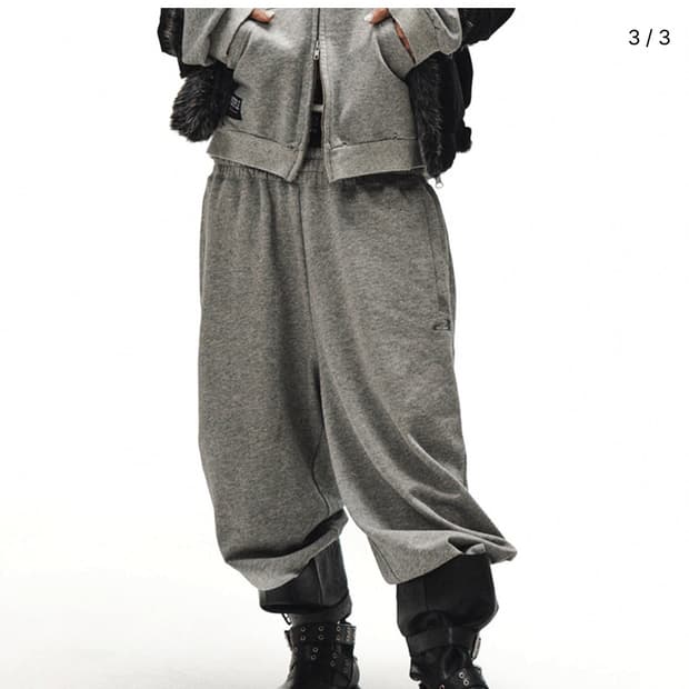 새제품/ 블랙퍼플 쉐도우 루프 와이드 팬츠 트레이닝 추리닝 그레이