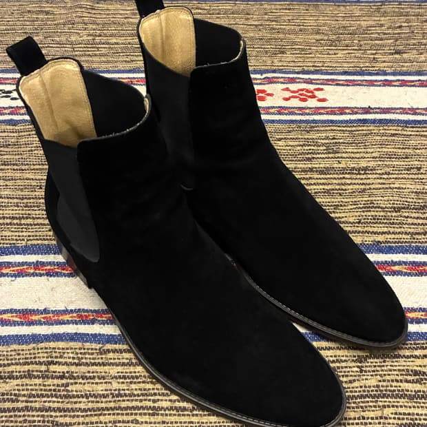 (255~260)피렌체 아뜨리에 소가죽 스웨이드 첼시부츠 블랙