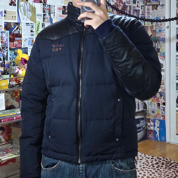 리바이스 501 덕다운 레더 패치 패딩 