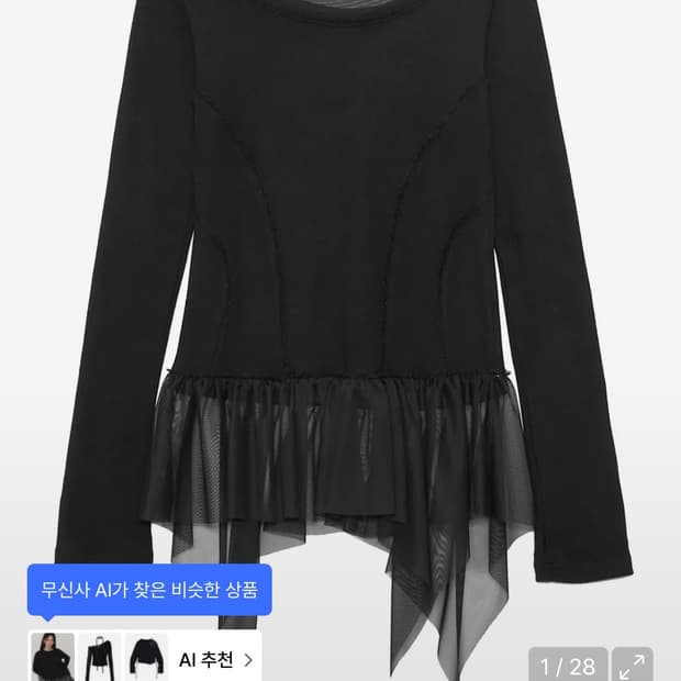 플레어업 레이어드 레이스 프릴 롱 슬리브 블랙