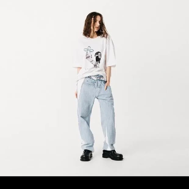 써저리 30도 팬츠 연청색