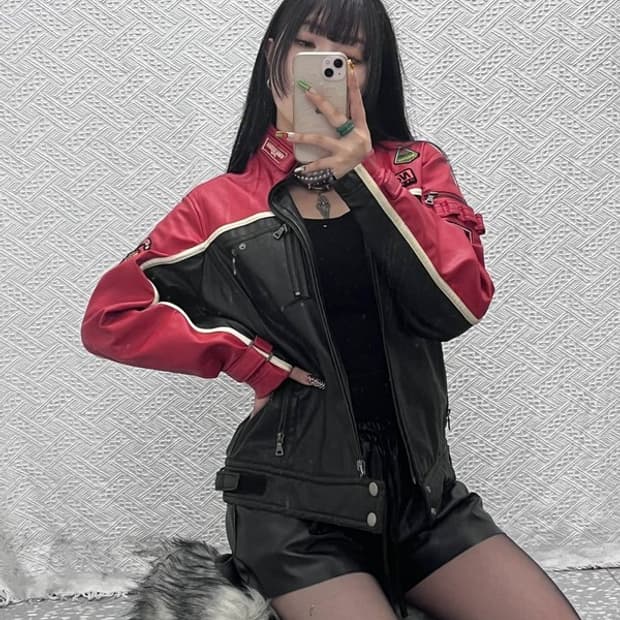 N'GENE 엔진 스트릿 펑크 모터 레이싱 가죽자켓 95 C09453