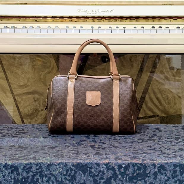 셀린느 브라운 마카담 코팅 캔버스 보스턴백