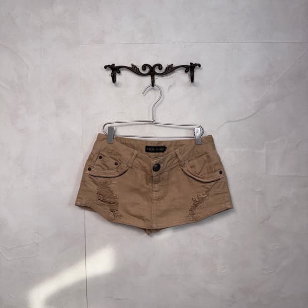 CECIL McBEE beige distressed skirt pants