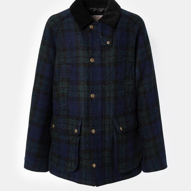 빈폴x해리스트위드 블랙와치 울 헌팅자켓 바버 디자인
