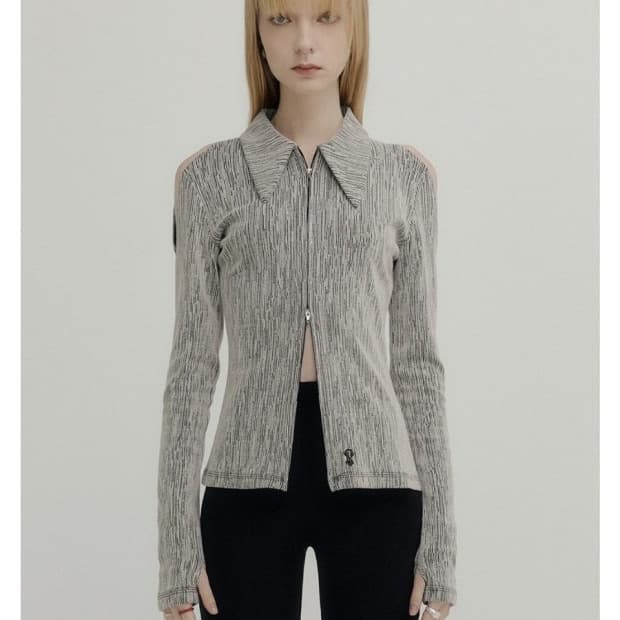 YUSE 유즈 - 컷아웃 집업 (멀티화이트)