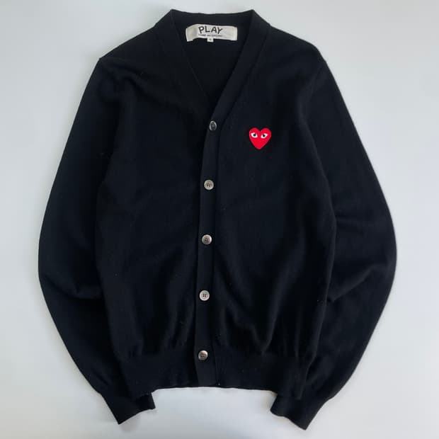 Comme Des Garsons 꼼데가르송 블랙 레드와펜 울 가디건