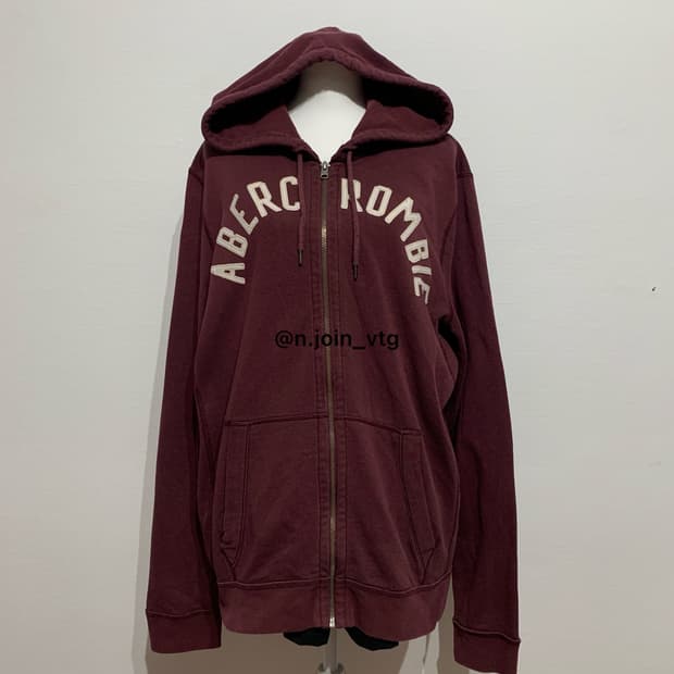 아베크롬비 버건디 후드집업