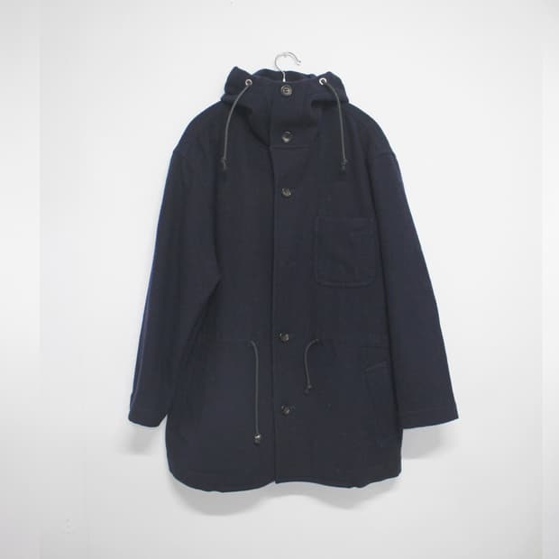 tricot wool zip open hood coat