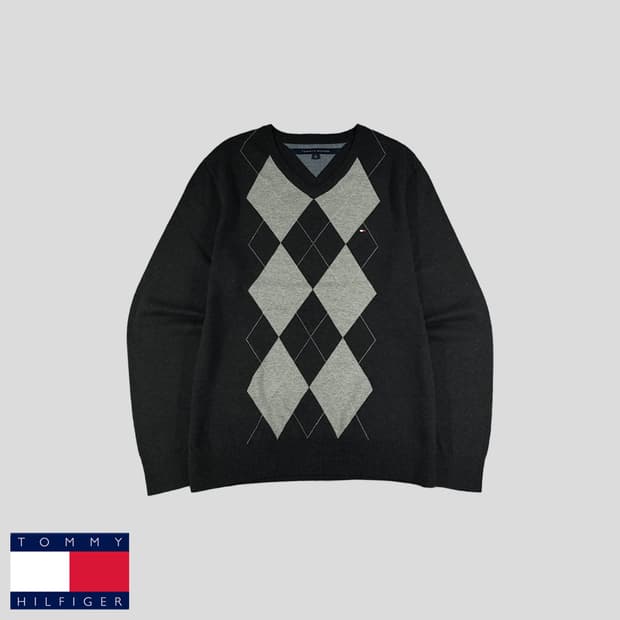 Tommy Hilfiger 타미힐미거 아가일 니트 차콜