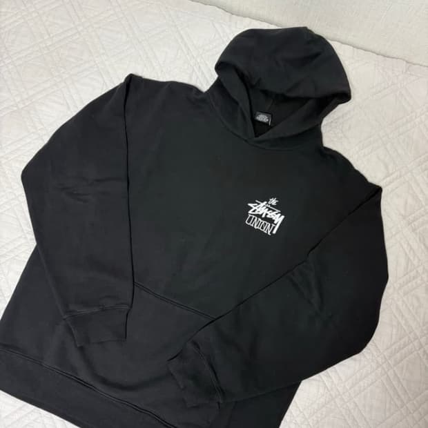 스투시 x 유니온 후드 블랙