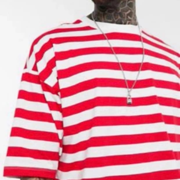 ASOS 오버사이즈 스트라이프 반팔 티셔츠 (M)