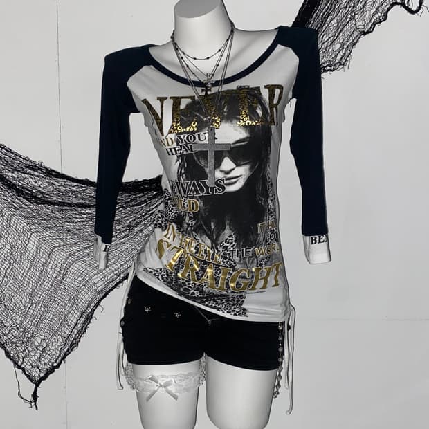 ꒰ঌ DIG DEEP 갸루 레오파드 펑투케 롱슬리브 ໒꒱