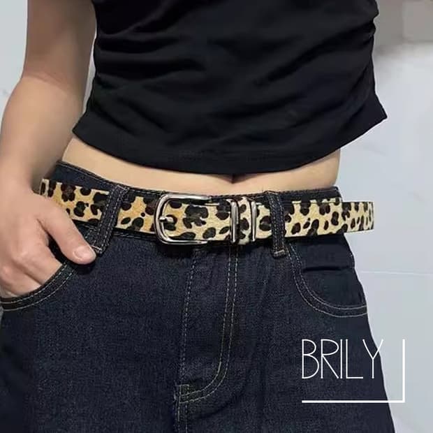 [Unisex] JUN 레오파드 호피 송치털 미니멀 벨트 베이지