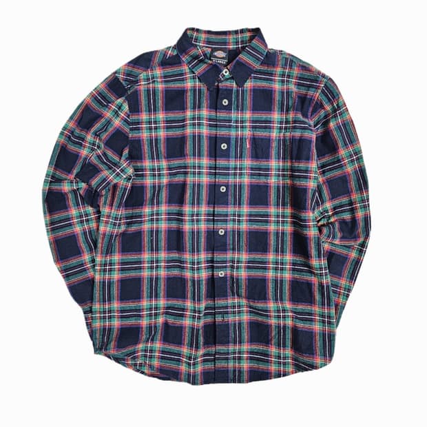 [M] 디키즈 딥그린 타탄 체크 롱슬리브 셔츠