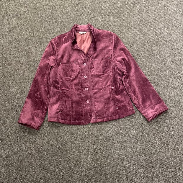 L)Japanese vintage 여성 벨벳 버건디 자켓