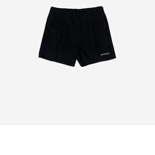 뉴얼린) Basic Cashmere Knit Shorts BK F