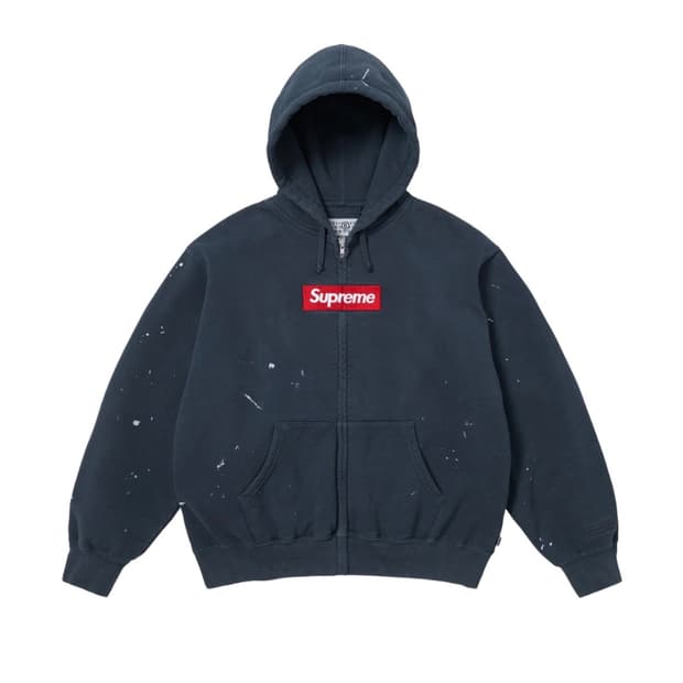 슈프림 MM6 메종 마르지엘라 박스로고 집업 후드  네이비 스몰 새제품