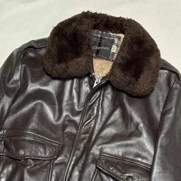 42 70’s JCPenney 브라운 가죽 G-1 플라이트 재킷