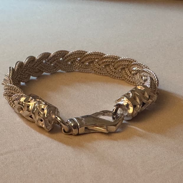 엠마누엘레 비꼬끼 아이스 플랫 브레디드 브레슬릿 은팔찌