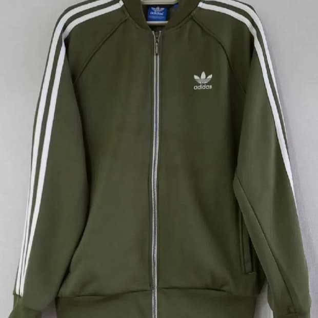 아디다스 대장급 카키 트랙탑 저지 져지집업 100/L
