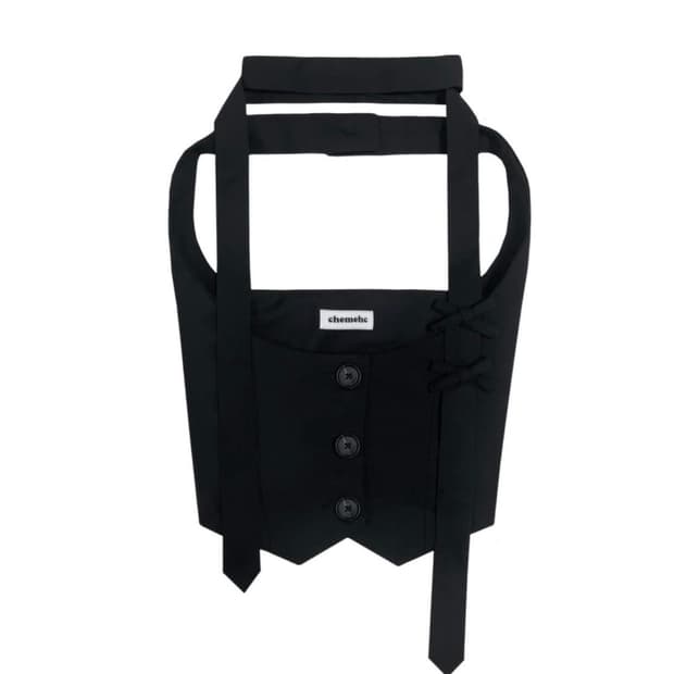 체메씨 트윌 리본 타이 베스트 블랙 