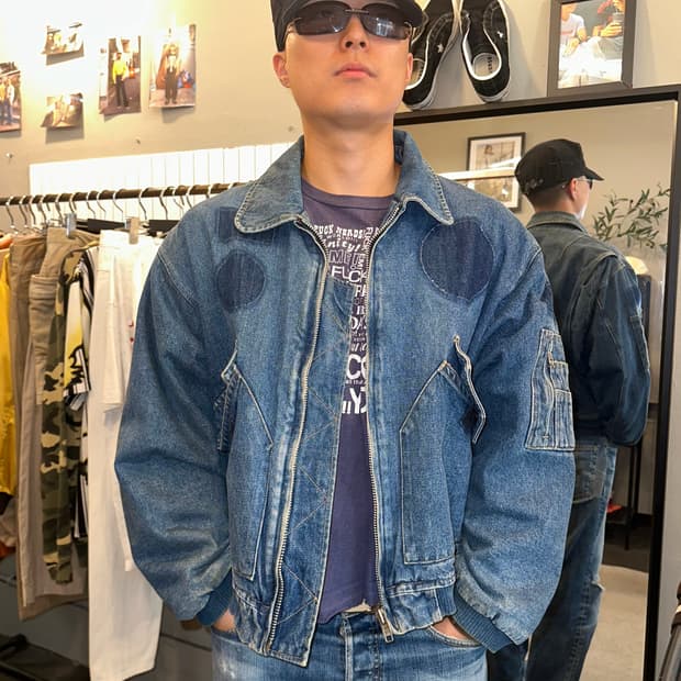 90’s Japanese patch denim flight jacket