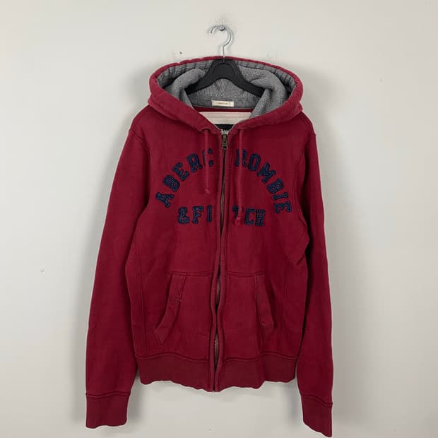 아베크롬비 레드 후드집업 M <458>