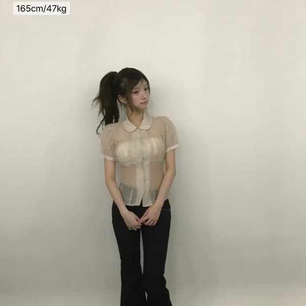 미레코 셔링 블라우스 SHIRRING SHEER BLOUSE