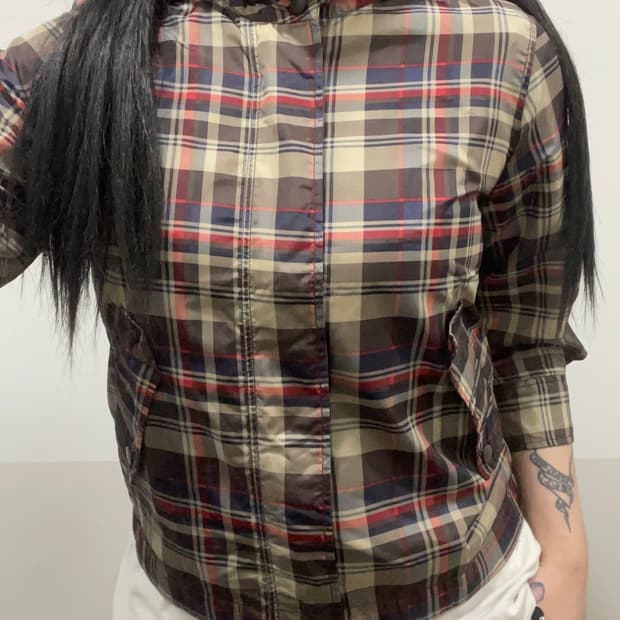 Ray Beams 레이빔즈 타탄체크 7부 후드 윈드브레이커