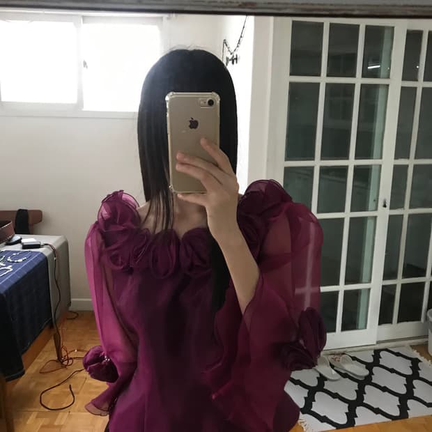 vintage rose organza blouse