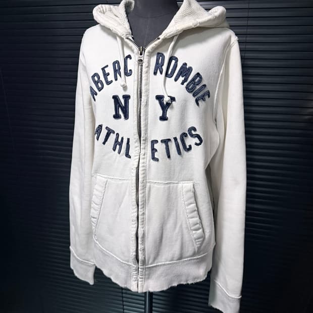 아베크롬비 후드 후디 집업 스웻 화이트 흰색 L 양홍원 Y2K 빈티지