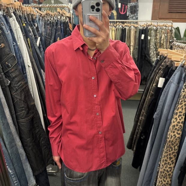 (1) A.P.C. 아페쎄 실크 셔츠 레드