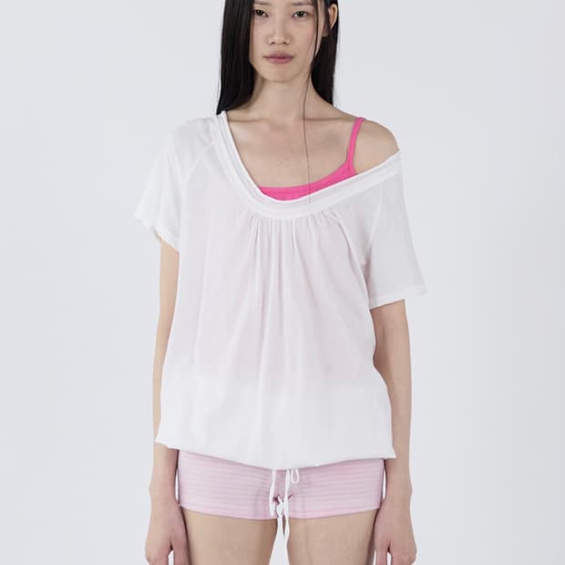 세릭 Round Drawstring Hem Top 스트링 탑 화이트