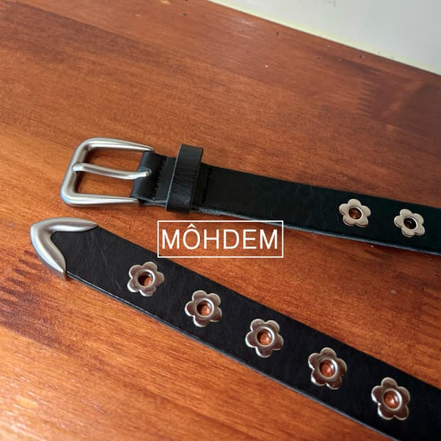 [Unisex] 플라워 아일렛 웨스턴 소가죽 벨트