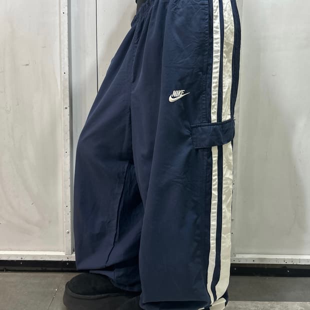 90s NIKE  네이비 &아이보리 나일론 트랙 팬츠