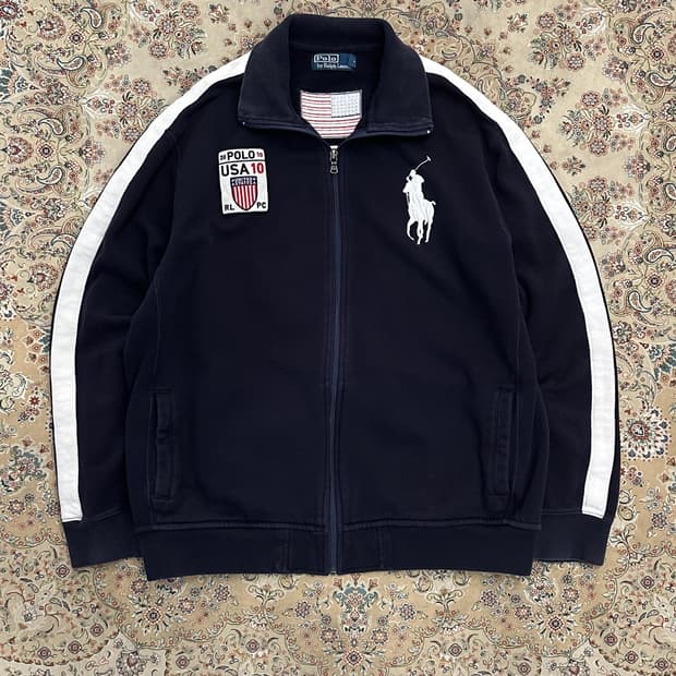 폴로 랄프로렌 네이비 USA 성조기 빅포니 스웻집업 