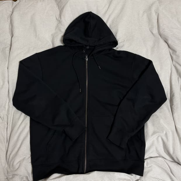 유니클로 스웨트풀집파카 블랙 XL