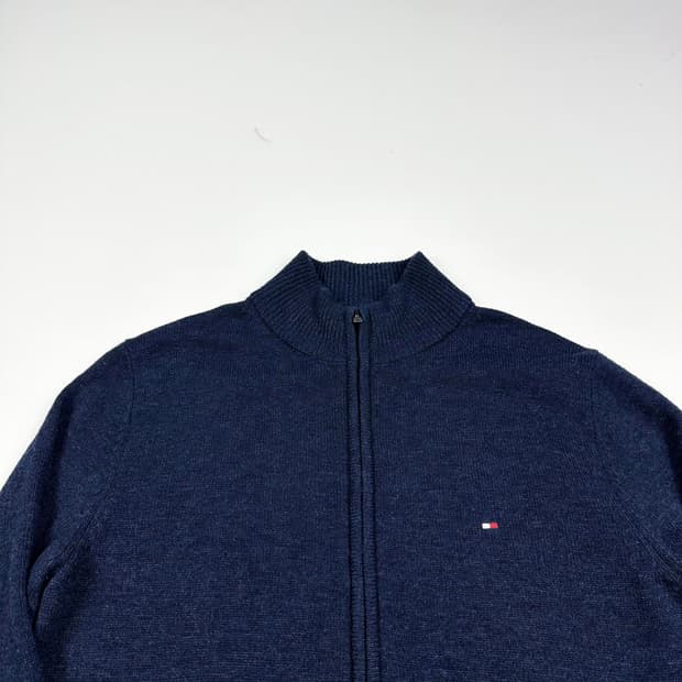 타미힐피거 플래그 램스울 네이비 니트 집업 (M)