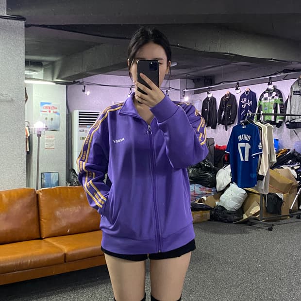 널디 사이드라인 퍼플 배색 트랙탑 져지 B2952
