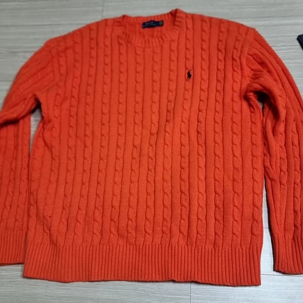 폴로 랄프로렌 케이블 니트 오렌지(라지)