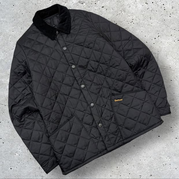 [M] 바버 헤리티지 리데스데일 블랙 퀼팅 자켓 코듀로이 카라 D87