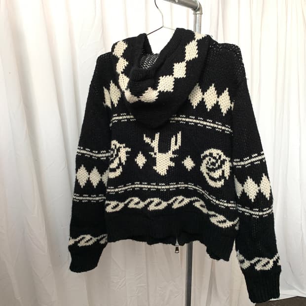 빈티지 노르딕 투웨이 후드 니트