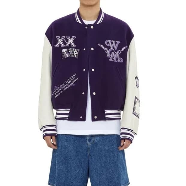 [50]우영미 23ss 20주년 바시티 자켓 바이올렛