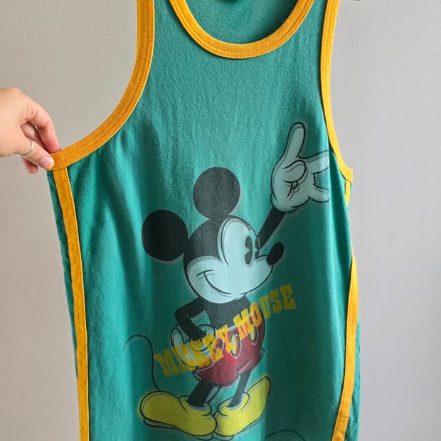 Disney 미키마우스 프린트 민소매 탑
