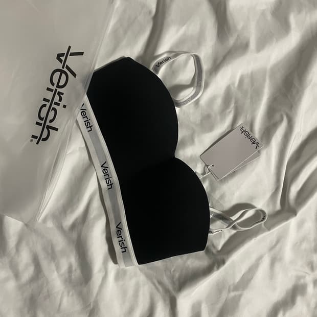 베리시 코튼 브라 로고밴드 오프숄더 블랙