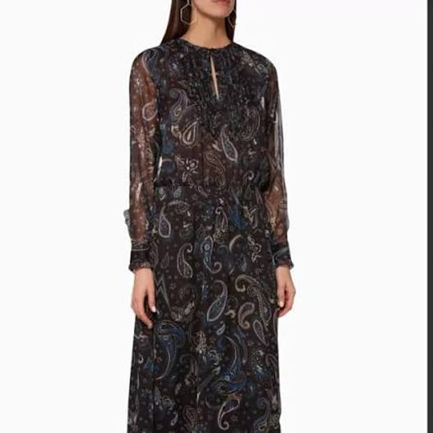 쟈딕앤볼테르 페이즐리 패턴 쉬폰 롱 원피스 XS사이즈