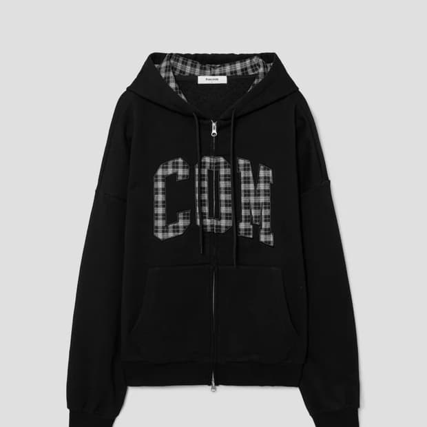 체크무늬 후드집업